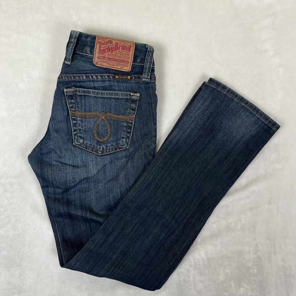 Lucky Brand Lola Straight Jeans Womens 0/25 Blue Dark Wash Stretch Denim Y2K